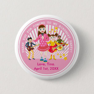Pop star girl birthday party 6 cm round badge