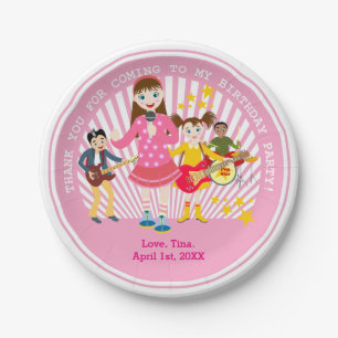 Pop star girl birthday party paper plate