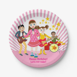 Pop star girl birthday party paper plate
