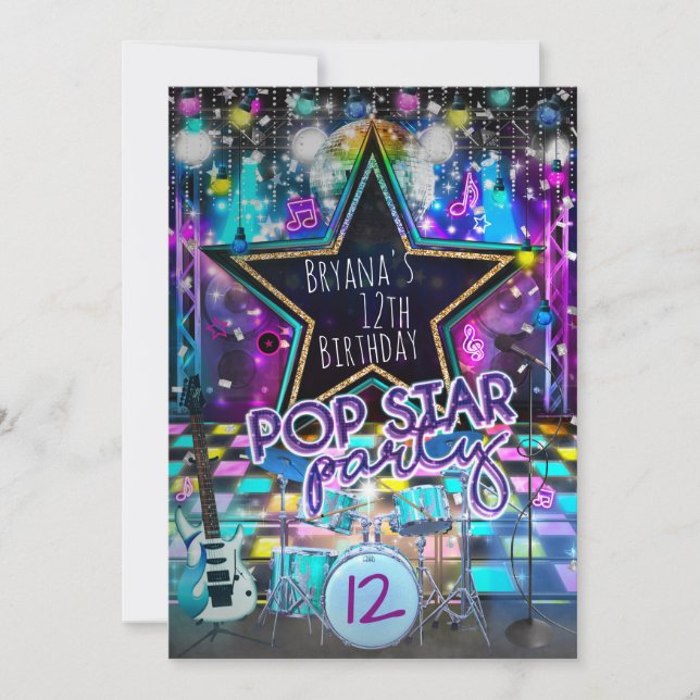 POP STAR PARTY Birthday Musical Dance Invitation (Front)