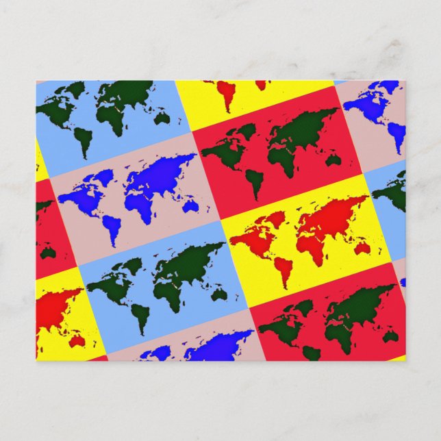 pop style world map postcard (Front)