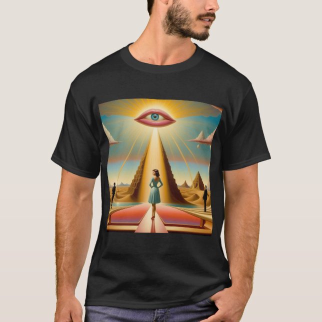 Pop Surreal Landscape with figures T-Shirt (Front)