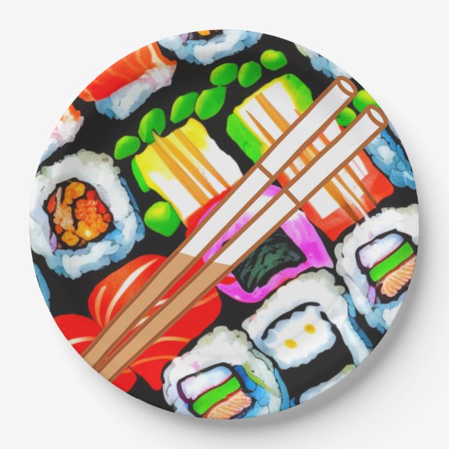 Pop Sushi Paper Plate (Front)