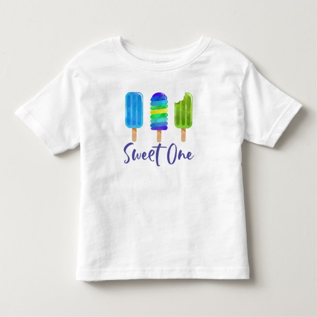 Pop Sweet One 1st Birthday blue green Toddler T-Shirt (Front)