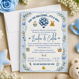 Pop the Balloons Baby Shower Invitation