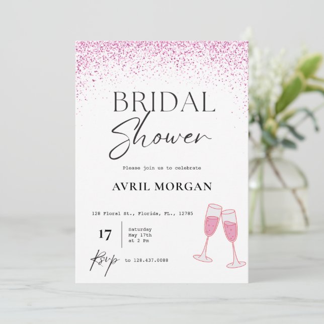 Pop the Bubbly: A Bridal Shower Celebration Invitation (Standing Front)