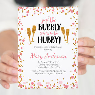 Pop The Bubbly Bridal Shower invite