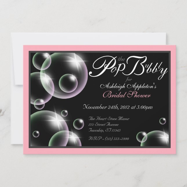"Pop the Bubbly" Classy Bridal Shower Invitations (Front)