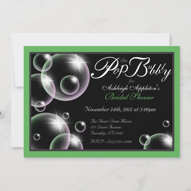 "Pop the Bubbly" Classy Bridal Shower Invitations (Front)