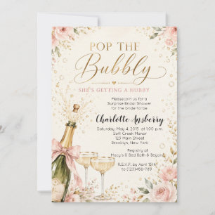Pop The Bubbly Floral Bridal Shower Invitation