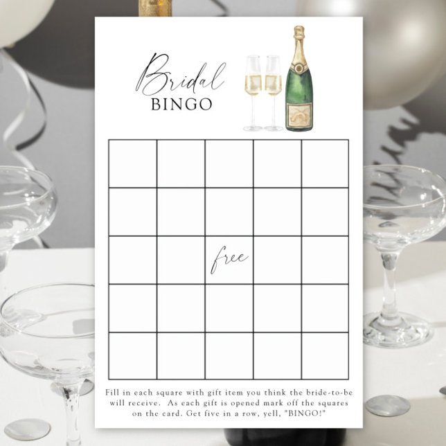 Pop the Champagne Bridal shower bingo game (Creator Uploaded)