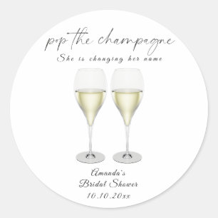 Pop the Champagne Bridal shower Classic Round Sticker