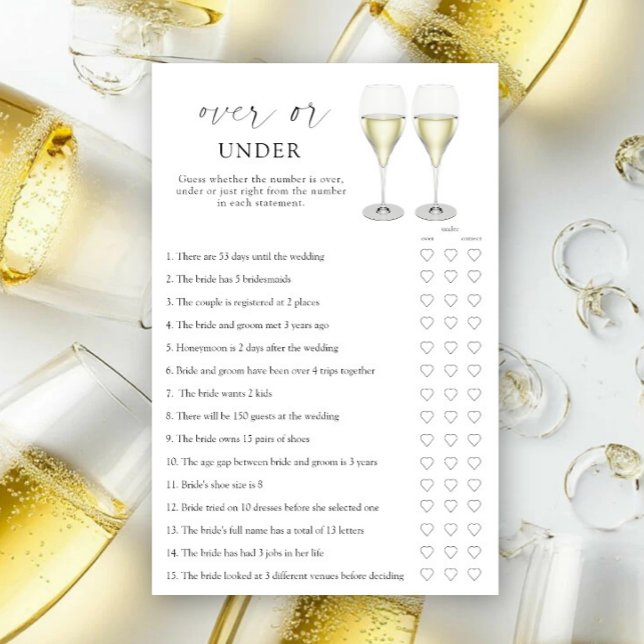 Pop the Champagne Bridal shower - Over or under (Creator Uploaded)