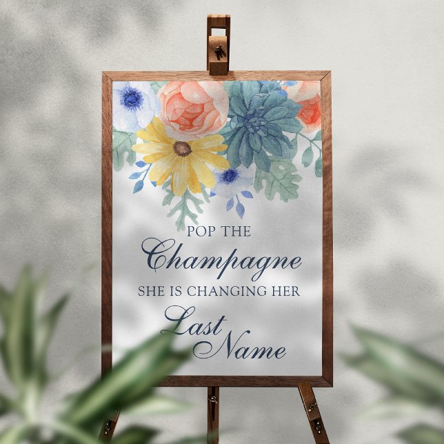 Pop The Champagne Floral Succulent Bridal Shower Poster (Creator Uploaded)