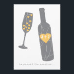 Pop the Question Engagement Party Invitation<br><div class="desc">Celebrate your engagement with this 'pop the question' invitation. Champagne glass and bottle with heart motif,  room for initials and space to write more information on the backside.</div>