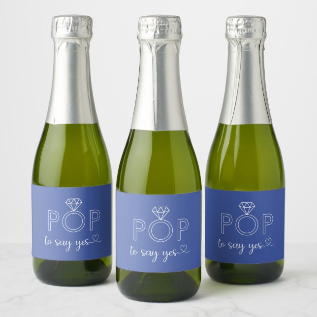 Pop to say yes diamond ring blue Sparkling Wine la Sparkling Wine Label (Bottles)