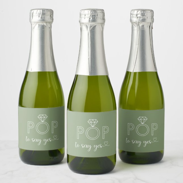 Pop to say yes diamond ring sage Sparkling Wine la Sparkling Wine Label (Bottles)