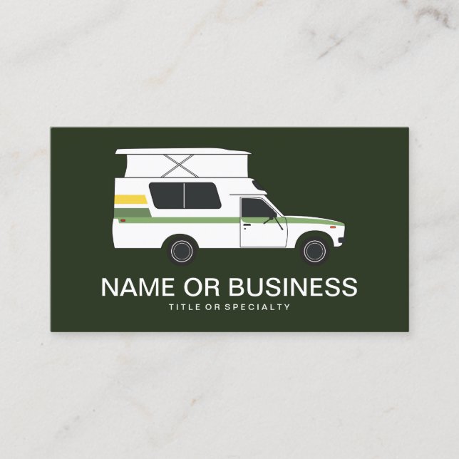 pop up chinook camper retro greens business card (Front)