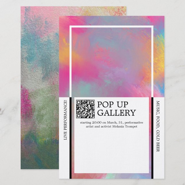 Pop Up Gallery Announcement  Stationery (Front/Back)