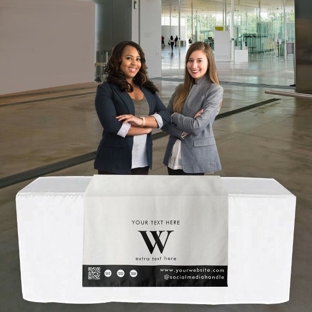 Pop Up Shop Letter Logo QR Code Table Runner Beige Tapestry (Pop Up Shop Letter Logo QR Code Table Runner Beige Tapestry)