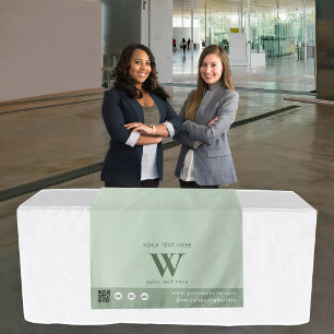 Pop Up Shop Letter Logo QR Code Table Runner Green Tapestry
