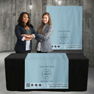 Pop Up Shop Logo QR Code Vendor Table Runner Blue Tapestry