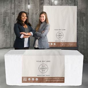 Pop Up Shop Logo QR Code Vendor Table Runner Brown Tapestry