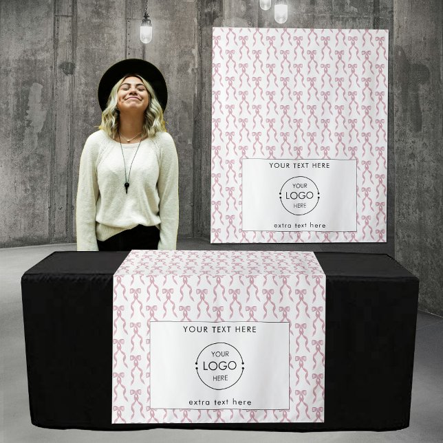 Pop Up Shop Table Runner Banner Business Logo Bow Tapestry (Pop Up Shop Table Runner Banner Business Logo Bow Tapestry)