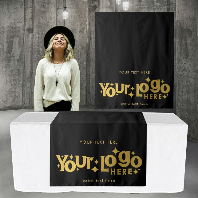 Pop Up Shop Table Runner Banner Business Logo Gold Tapestry (Pop Up Shop Table Runner Banner Business Logo Gold Tapestry)