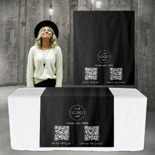 Pop Up Shop Table Runner Banner Logo 2 QR Codes Tapestry