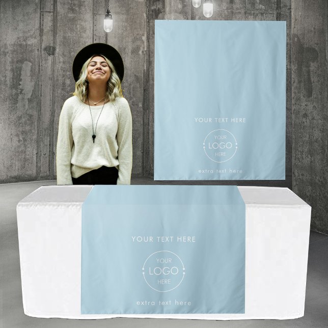 Pop Up Shop Table Runner Sign Business Logo Blue Tapestry (Pop Up Shop Table Runner Sign Business Logo Blue Tapestry)