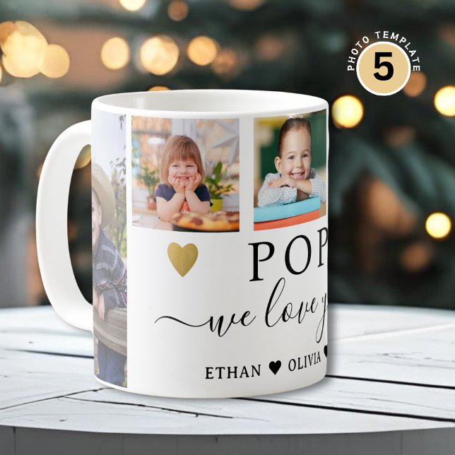 POP We Love You Grandkids 5 Photo Collage   Coffee Mug (Creator Uploaded)
