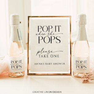 Pop When She Pops Personalised Baby Shower Favour Sparkling Wine Label
