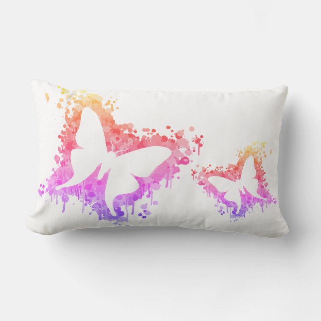 PopArt Dancing Butterfly Splash Lumbar Cushion (Front)