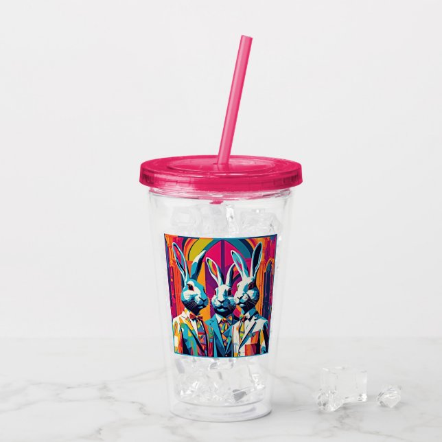 PopArt Easter Bunnies Acrylic Tumbler (Back Ice)