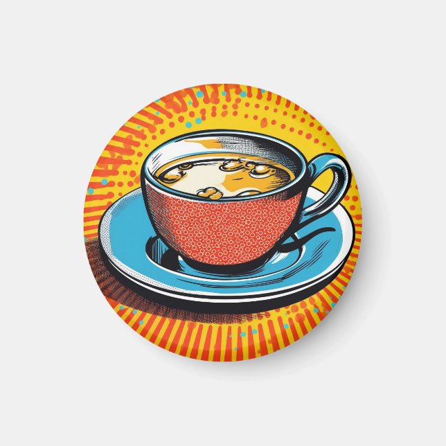 Popart magnet. Cup of tea popart Magnet (Front)