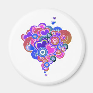 PopArt Purple Hearts Magnet