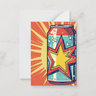 Popart style can of soda, fizzy drink, card
