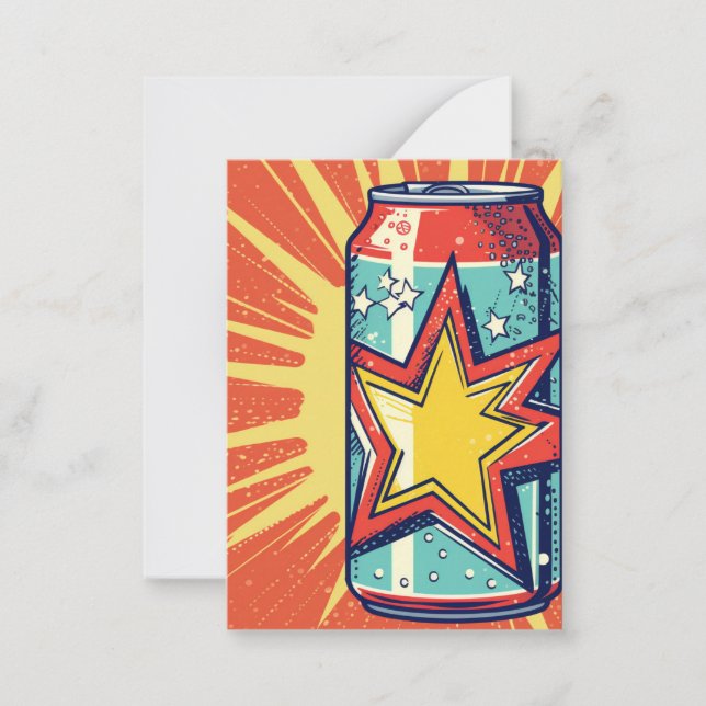 Popart style can of soda, fizzy drink, card (Front)