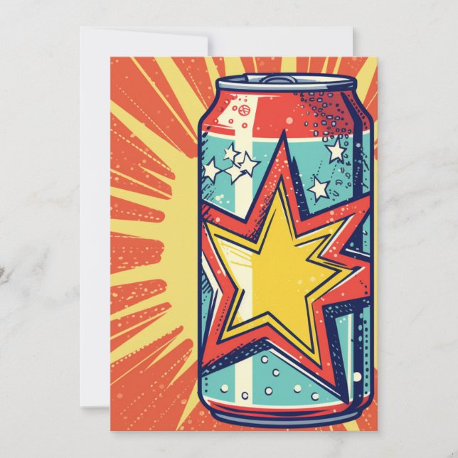 Popart style can of soda, fizzy drink, invitation (Front)