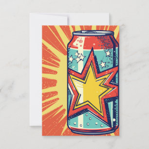 Popart style can of soda, fizzy drink, thank you card