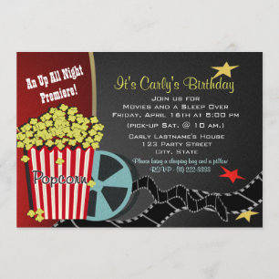 Popcorn and a Movie Sleep over Invitation