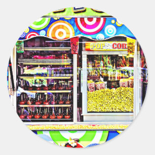 Popcorn and Candy Apples Classic Round Sticker