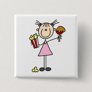 Popcorn and Cotton Candy Tshirts and Gifts 15 Cm Square Badge