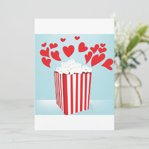 Popcorn and Hearts Movie Date Night Invitation