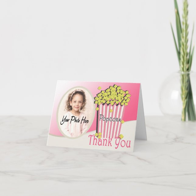 Popcorn and Movie Photo Thank You Card (Front)