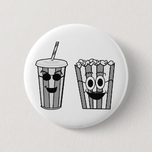 popcorn and soda 6 cm round badge