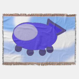 Popcorn Anime Blue Spaceship Clouds  Throw Blanket