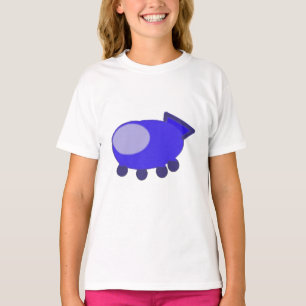 Popcorn Anime Blue Spaceship Red Plane Cartoon T-Shirt