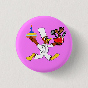 Popcorn Anime Chef Ducky Kazoo Pink 3 Cm Round Badge